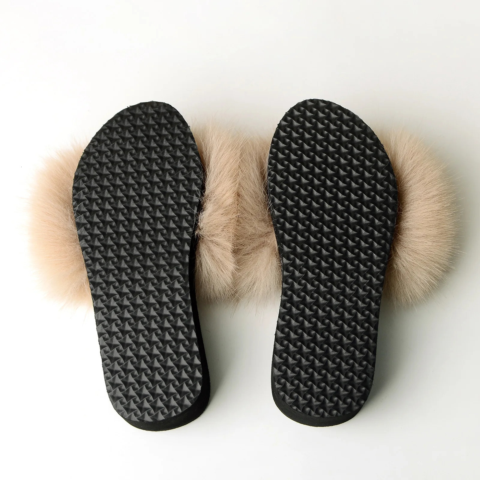 Style WomenS Furry Fur Slippers Fake Fox Fur Fluffy Sandals Summer Non-Slip Open-Toed Indoor Sandals 250814