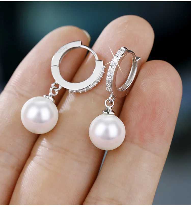 925 Sterling Silver Freshwater Pearl Earrings Crystal Jewelry for Women Wedding Gift Party Classic Y250804