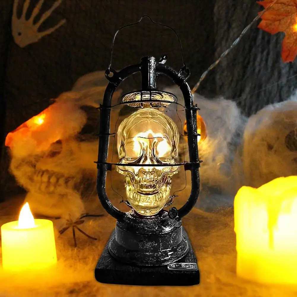 Table Lamp Skull Lamp Vintage Skull Lantern Table Lamp Retro Mini Glass Desk Light Soft Glow Hanging Lantern Decoration XJ250804