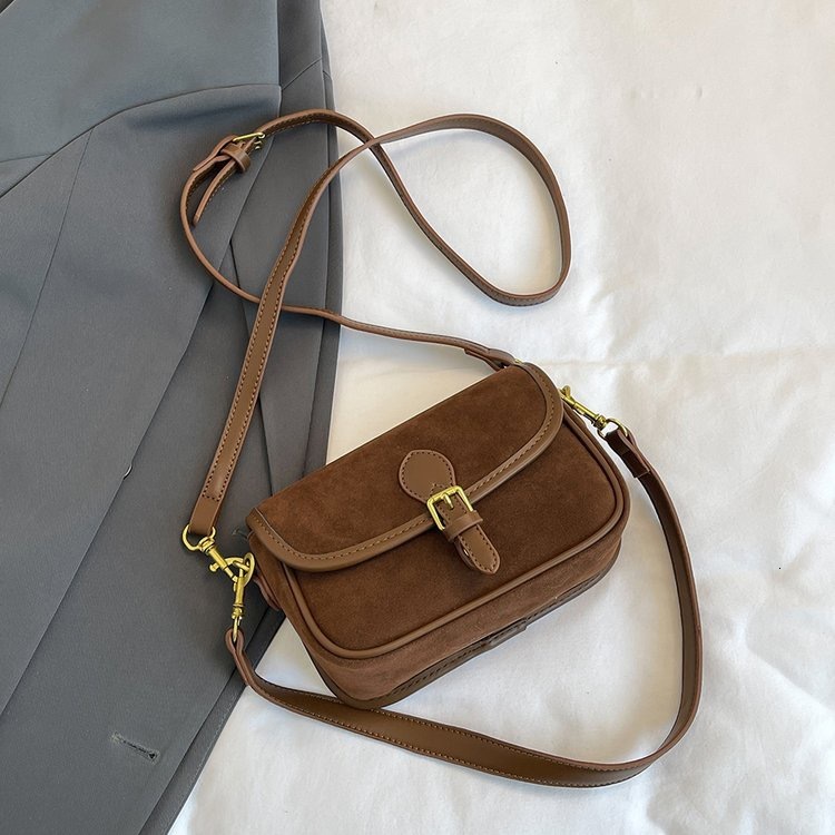 Free shipping designer Suede Small Square Bag New Autumn Winter Melad Color Matching Nubuck Leather Bag Magnetic Buckle Shoulder Bag Crossbody Bag