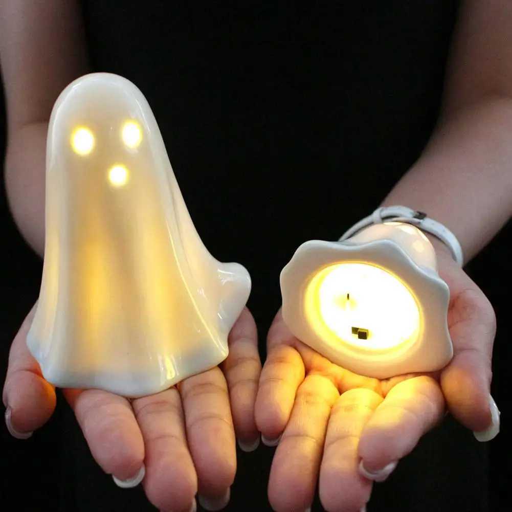 3Pcs Light Up Ghosts For Indoor Halloween Decorations Battery Powered White Mini Ghost Figurines With LED For Spooky Halloween XJ250804