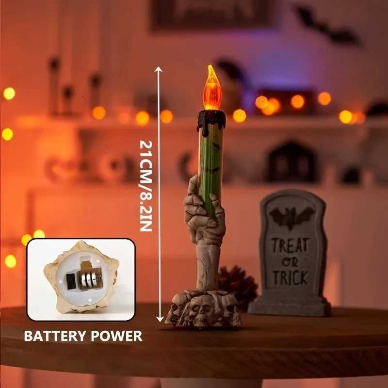 1-3PCS LED Skull Hand Candle Light Battery Operated Flame Effect Halloween Gothic Decoration for Haunted House Table Hanging Decor XJ250804