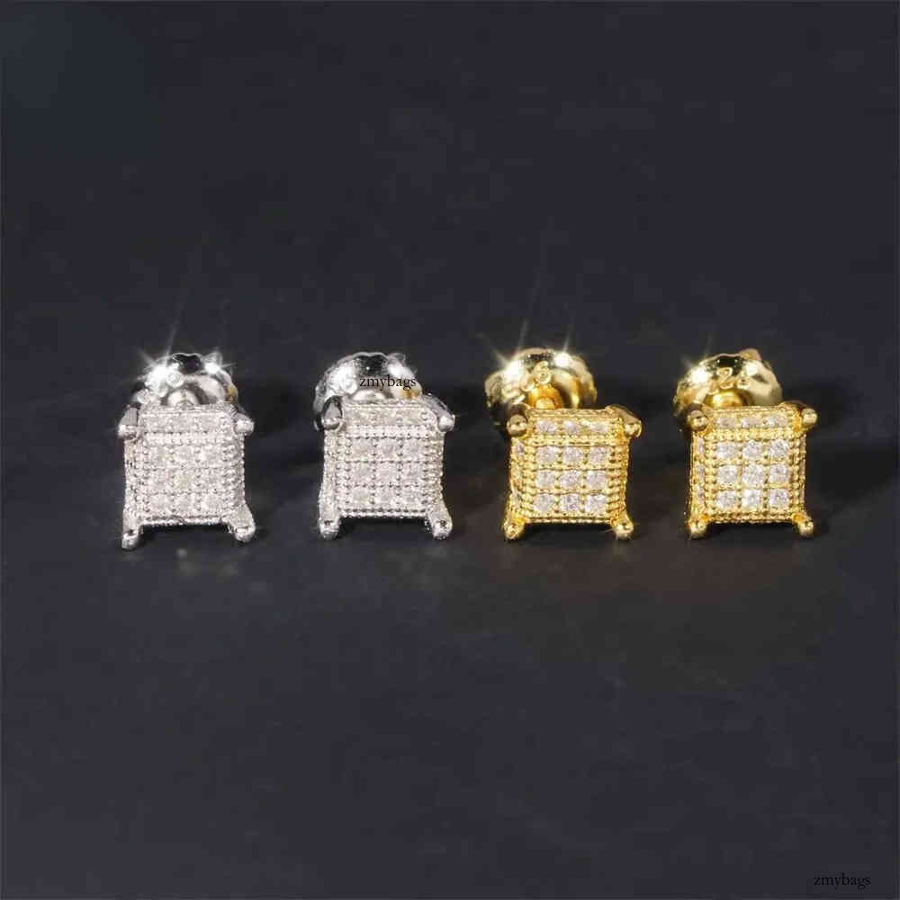 Iced Out Jewelry Sterling Sier Square Shape Hip Hop Mmoissanite Dia Earrings