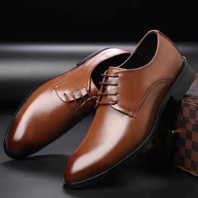 Classic Derby Shoes Men Leather Dress Basic Lace-up Casual Business Wedding Party Comfortable Shoe For Men Y250806