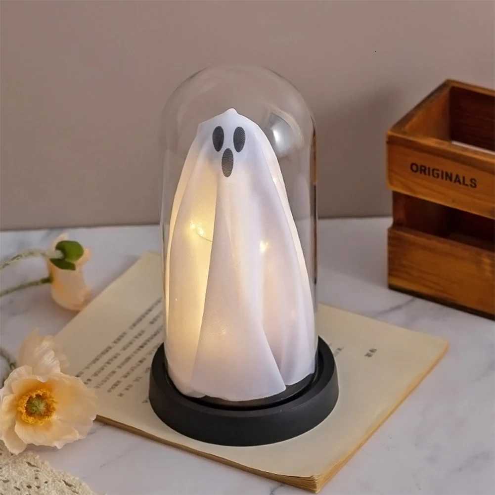 Halloween Decor Light Up Ghost in Plastic Cloche Cute Ghost with Light Halloween Ghost Night Light for Home Party Decor XJ250804