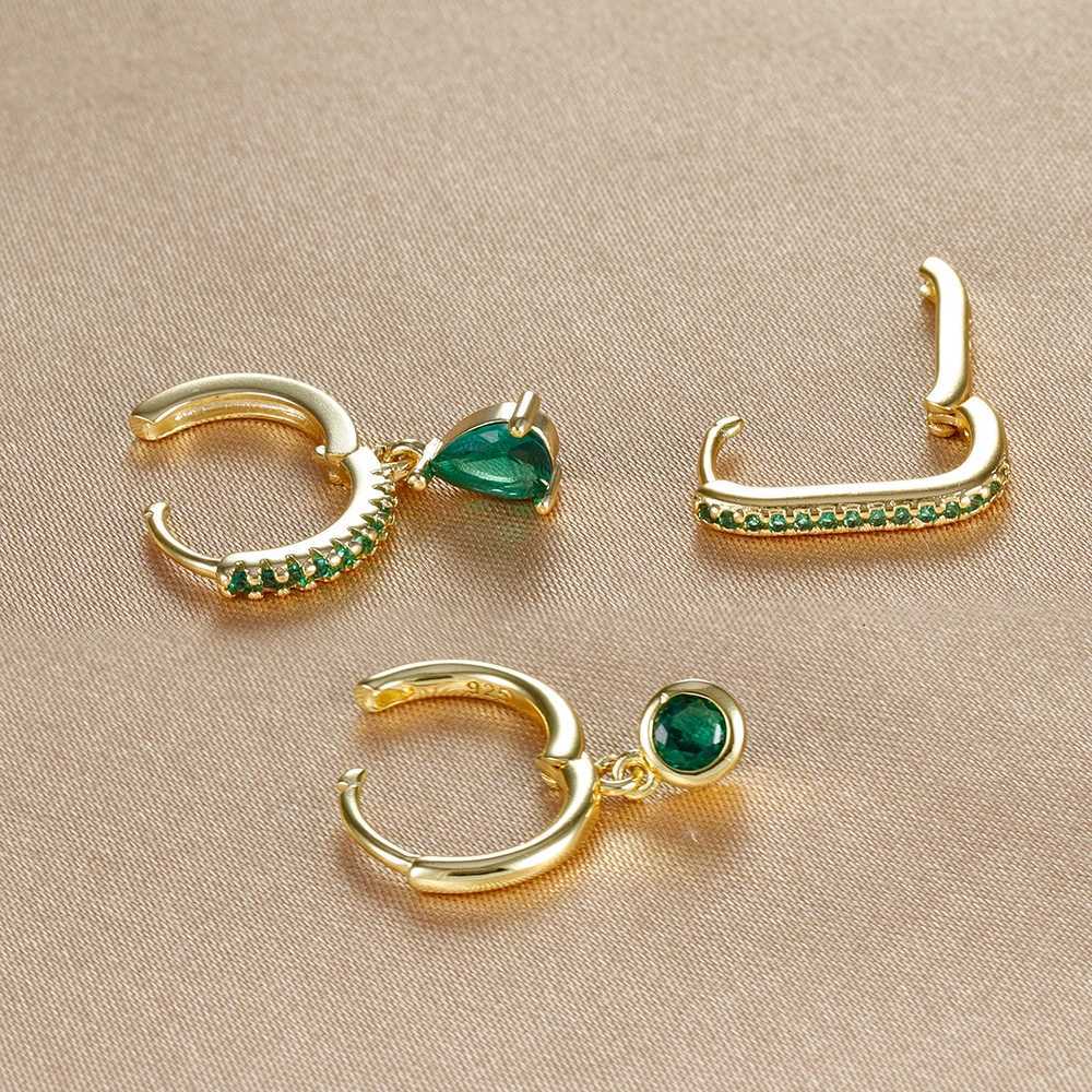 3PCS Fashion Stainless Steel Water Drop Zircon Dangle Earrings Set for Women Gold Plated U-shape Earring Piercing Jewelry Y250804