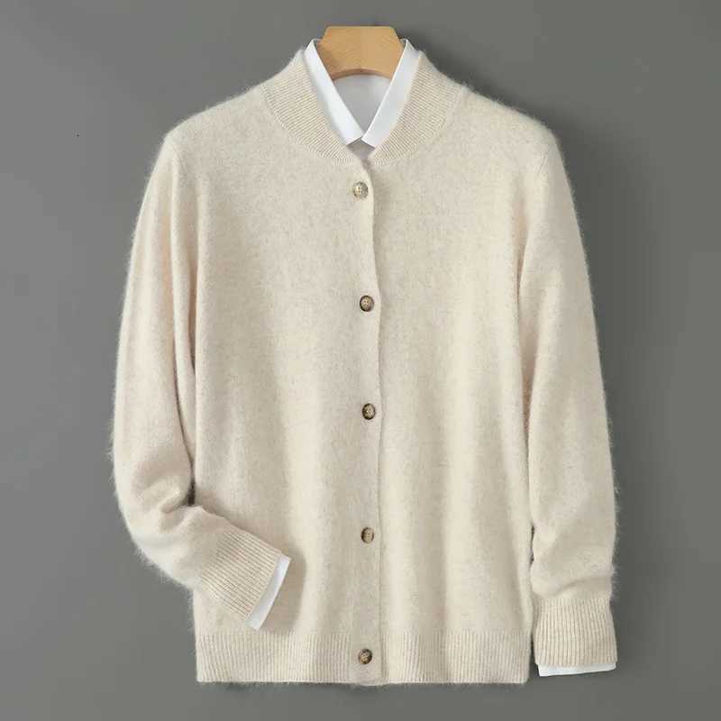 100% Mink Cashmere Sweater Knit Cardigan Men Stand Collar Long Sleeve Autumn and Winter Mens Clothing Casual Business Coat Top XJ250805