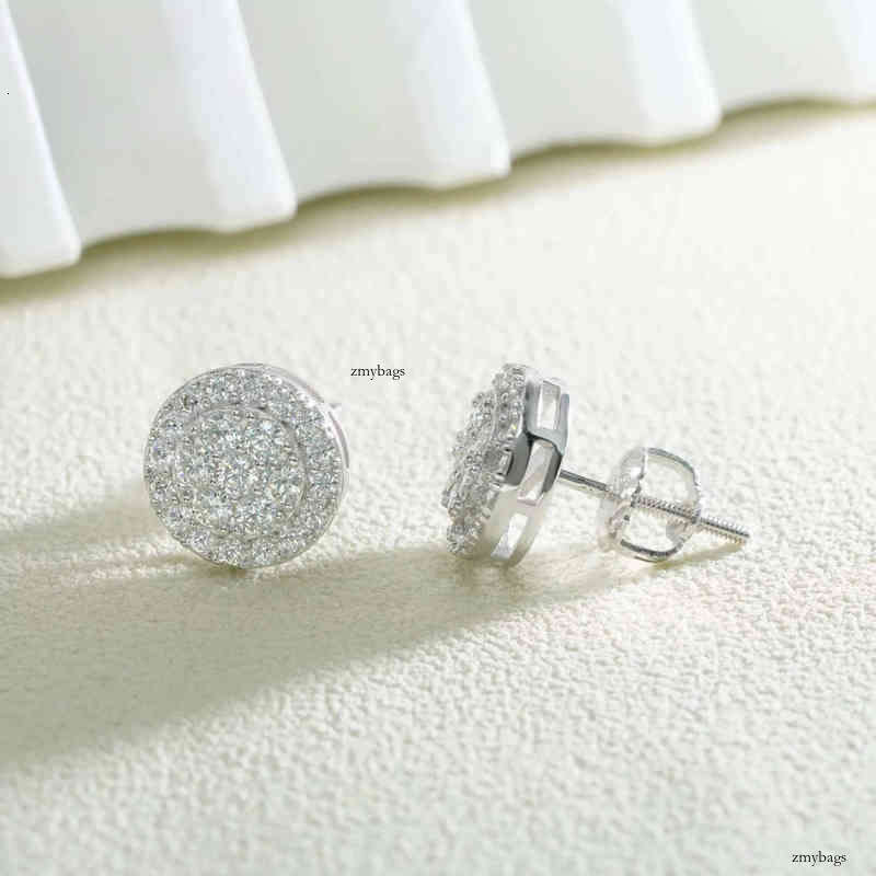 Round cluster s sterling sier gold plated micro pave studs screw back women men vvs dia moissanite earring stud