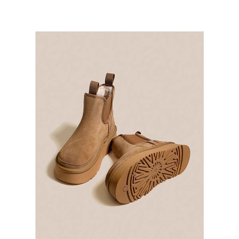 Women's snow boots new thick - soled fleece - lined thickened short - tube height - increasing cotton shoes chimney - style boots for winter new