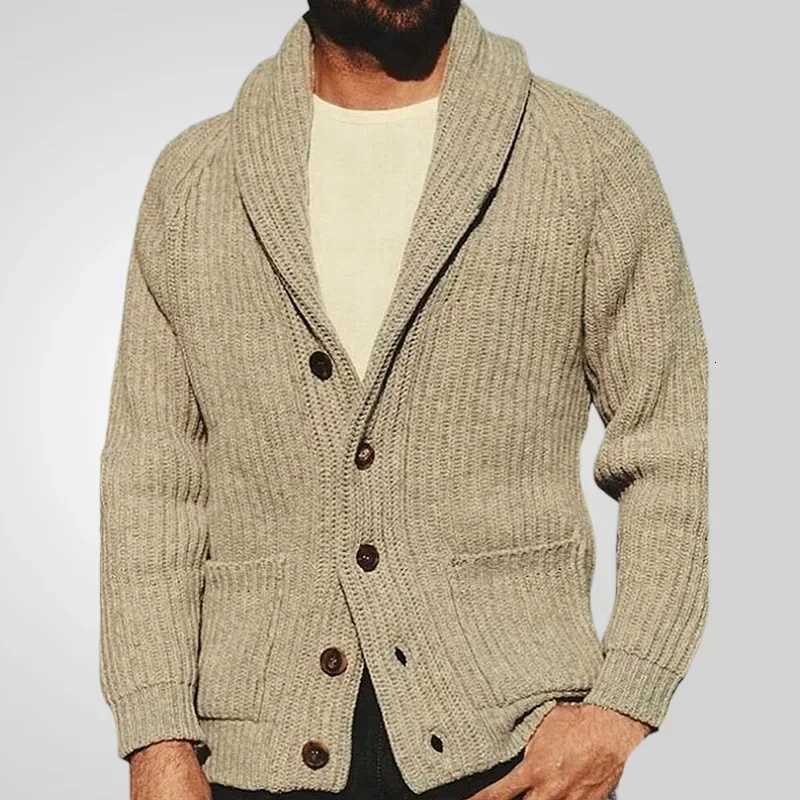 100% Cotton Cardigan Sweaters Turn Down Collar Full Sleeve Coats Single Breasted Solid Open Stitch Autumn Winter Outerwear XJ250805