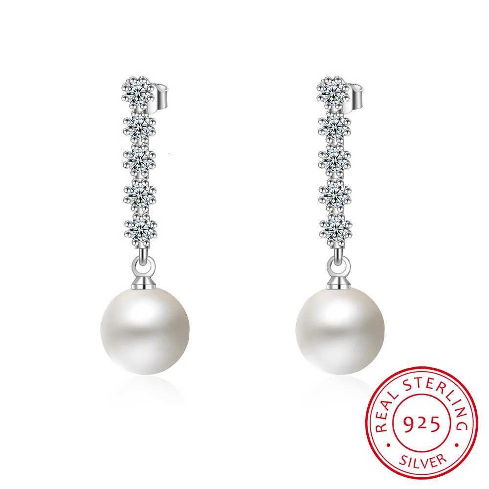 925 Silver Needle Earrings Jewelry Fashion Shining CZ Zirconia Pearl Ball Stud Earrings for Women Birthday Gifts Y250804