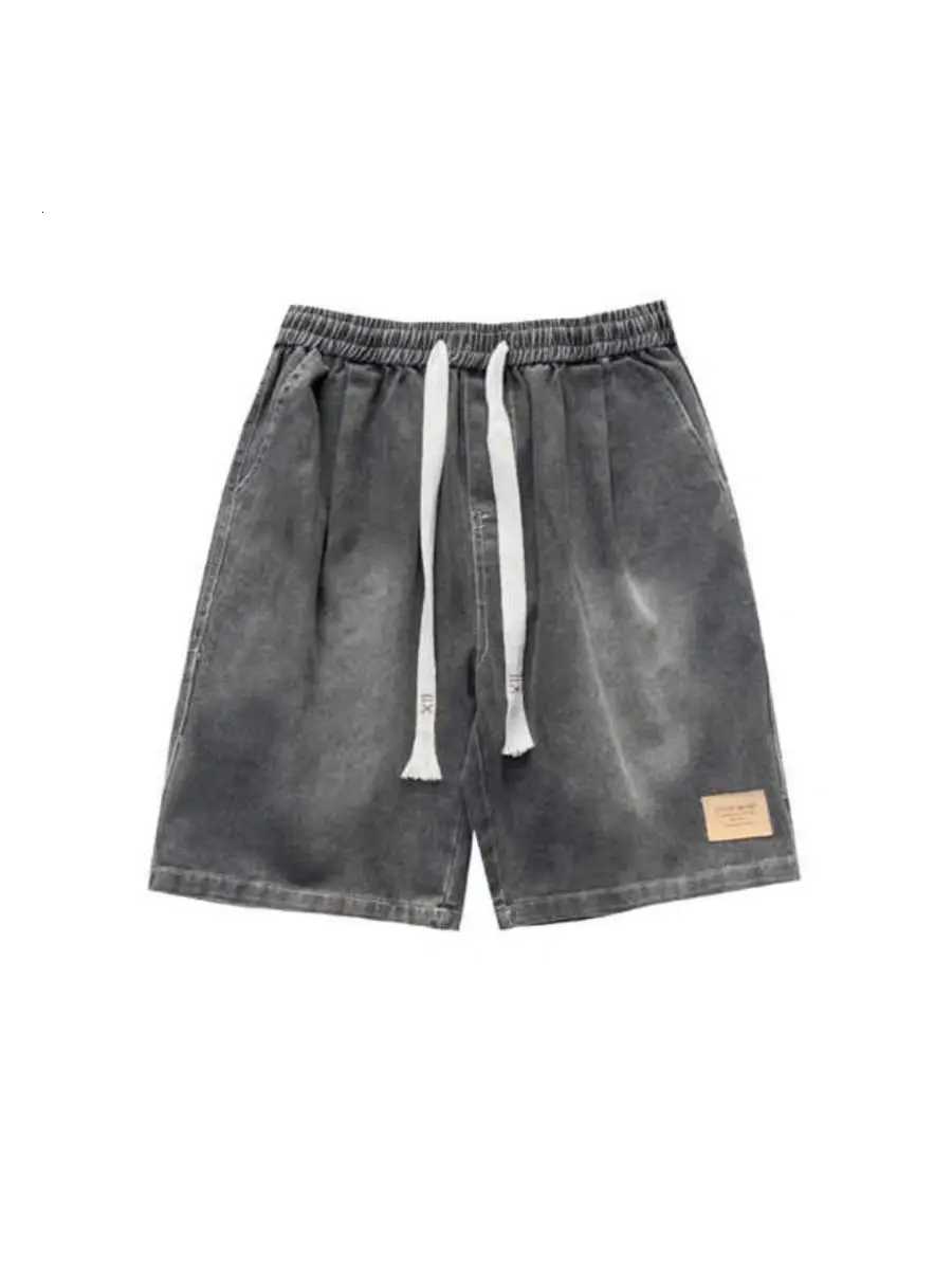 Washed Fashion Denim Shorts Mens Summer Thin Middle Pants American Street Versatile Loose Straight Sports Pentagram Pants Y250814