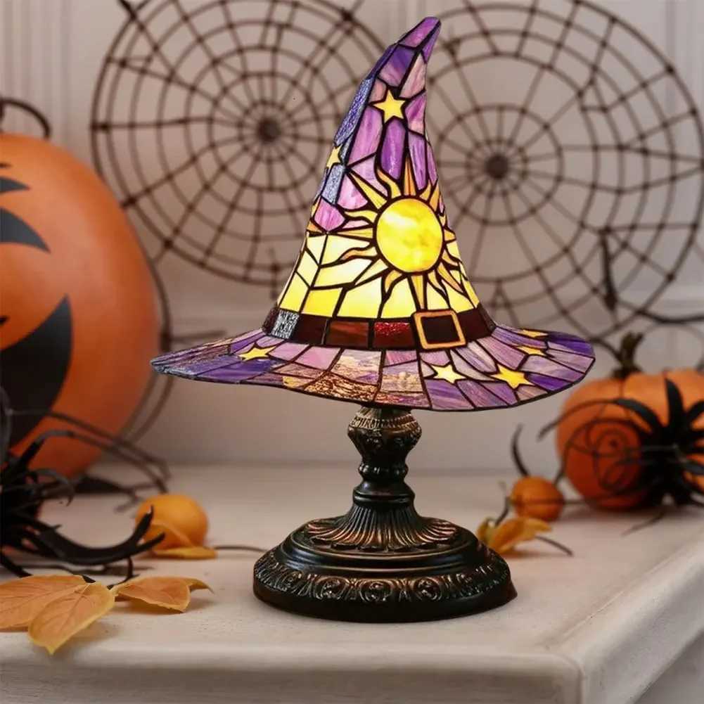 Stained Glass Witch Hat Lamp LED Creative Table Lamp USB Powered Night Light for Living Room Home Bedroom Decoration XJ250804