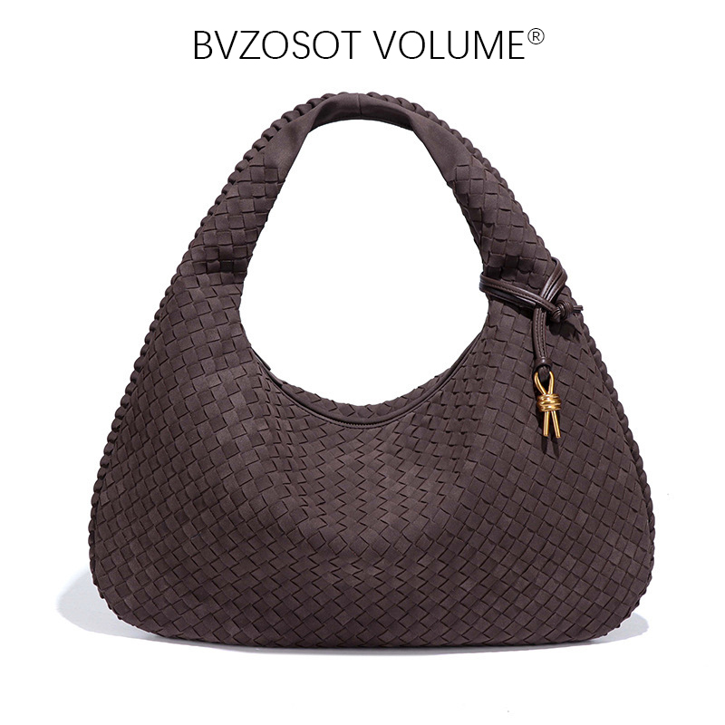 new Spring/Summer Frosted Hand - woven High - end Underarm Dumpling Bag with Large Capacity Suede Velvet Shoulder Bag