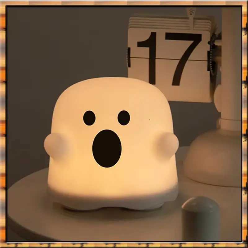 78K New Cute Ghost LED Night Light Touch Sensor Rechargeable Silicone Lamp Perfect Holiday Gift B XJ250804
