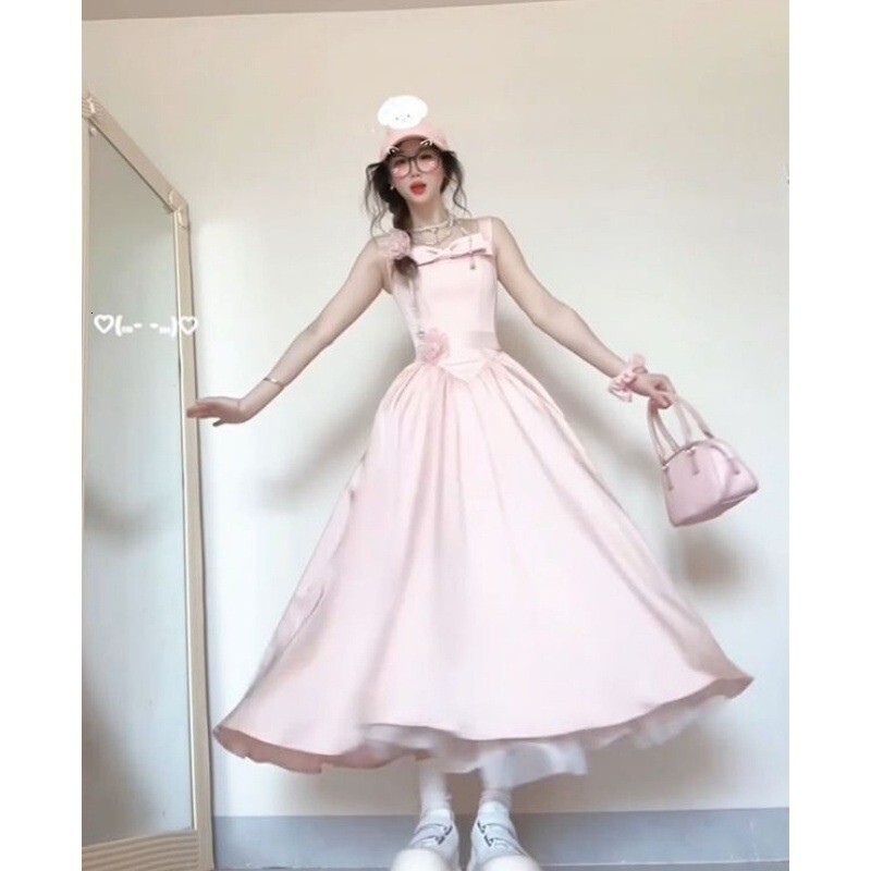 2025 Blue Dress French Style Stunning Lightweight Dress Heavy Craftsmanship Bow Princess Dress Satin Waist Birthday Dress trend Women's Summer Ne