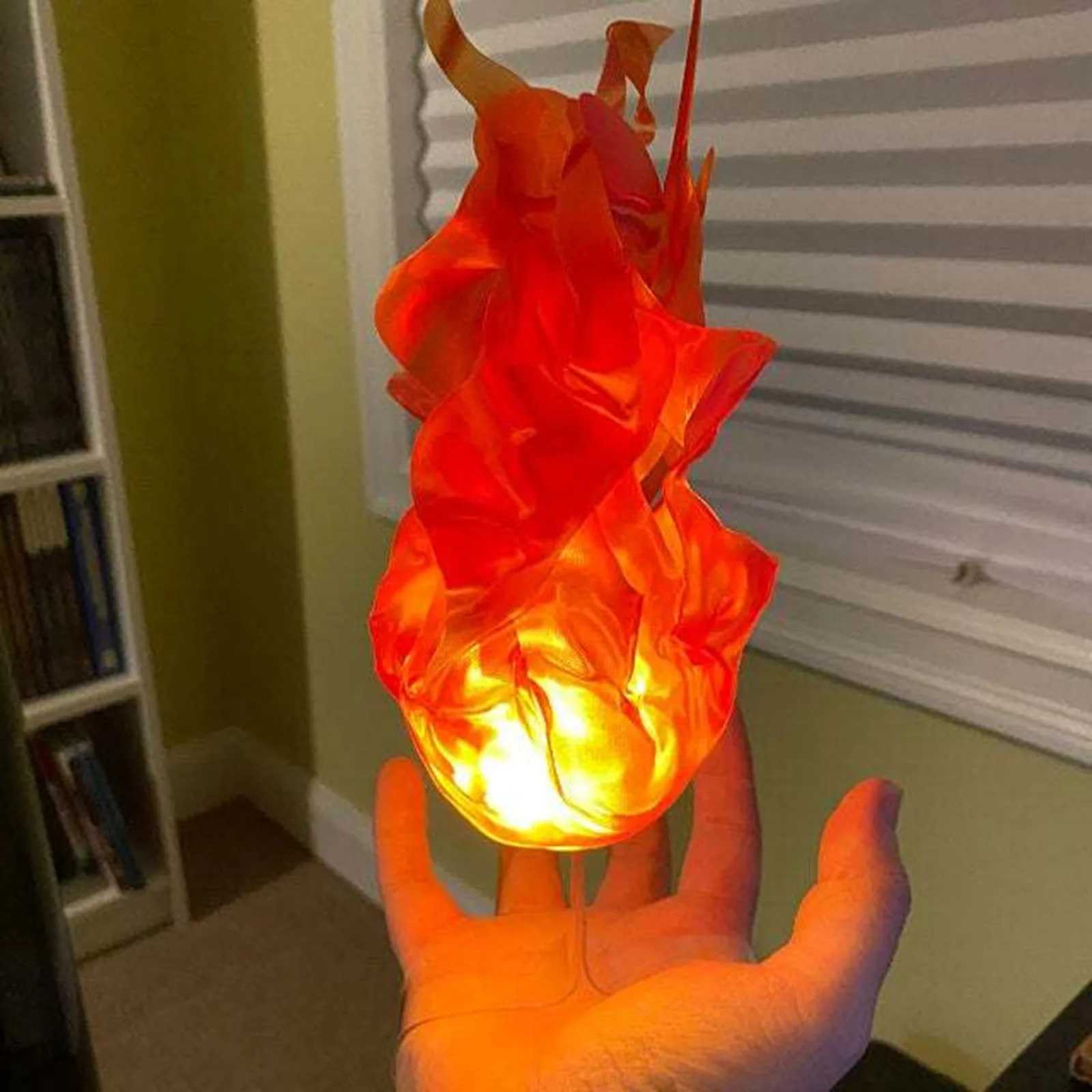 Halloween Decor Props Simulation Floating Fireball Lamp Artificial Fire Flame Atmosphere Light For Cosplay Role Play PartyXJ250804