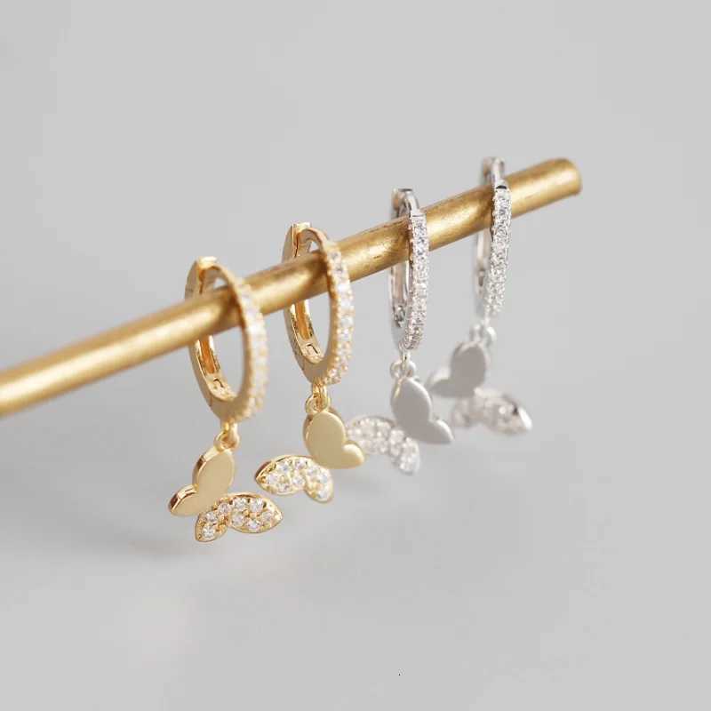 925 Sterling Silver Butterfly Hoop Earrings for Women Shiny CZ Gold Silver Jewelry Gifts Y250804