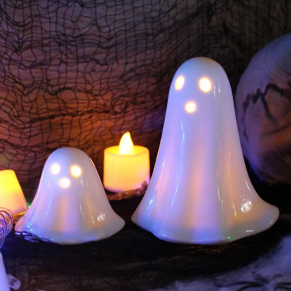 5-1pc Halloween LED Light Up Ghost Decorations Creative Glowing Ghost Ornament Handmade Illuminated Ghost Decor Desktop DecorationXJ250804