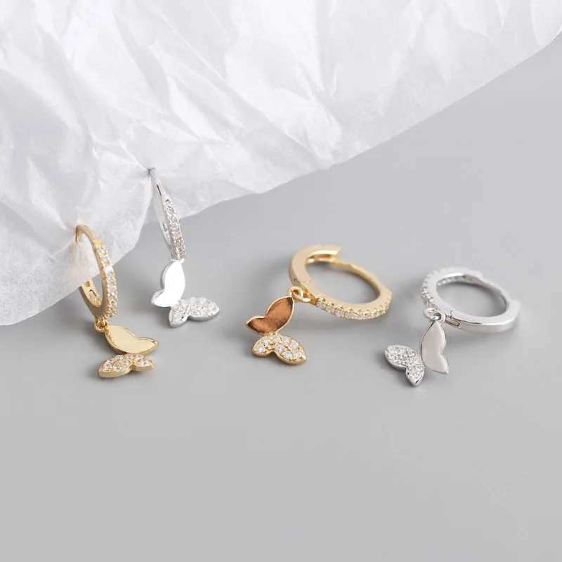925 Sterling Silver Butterfly Hoop Earrings for Women Shiny CZ Gold Silver Jewelry Gifts Y250804