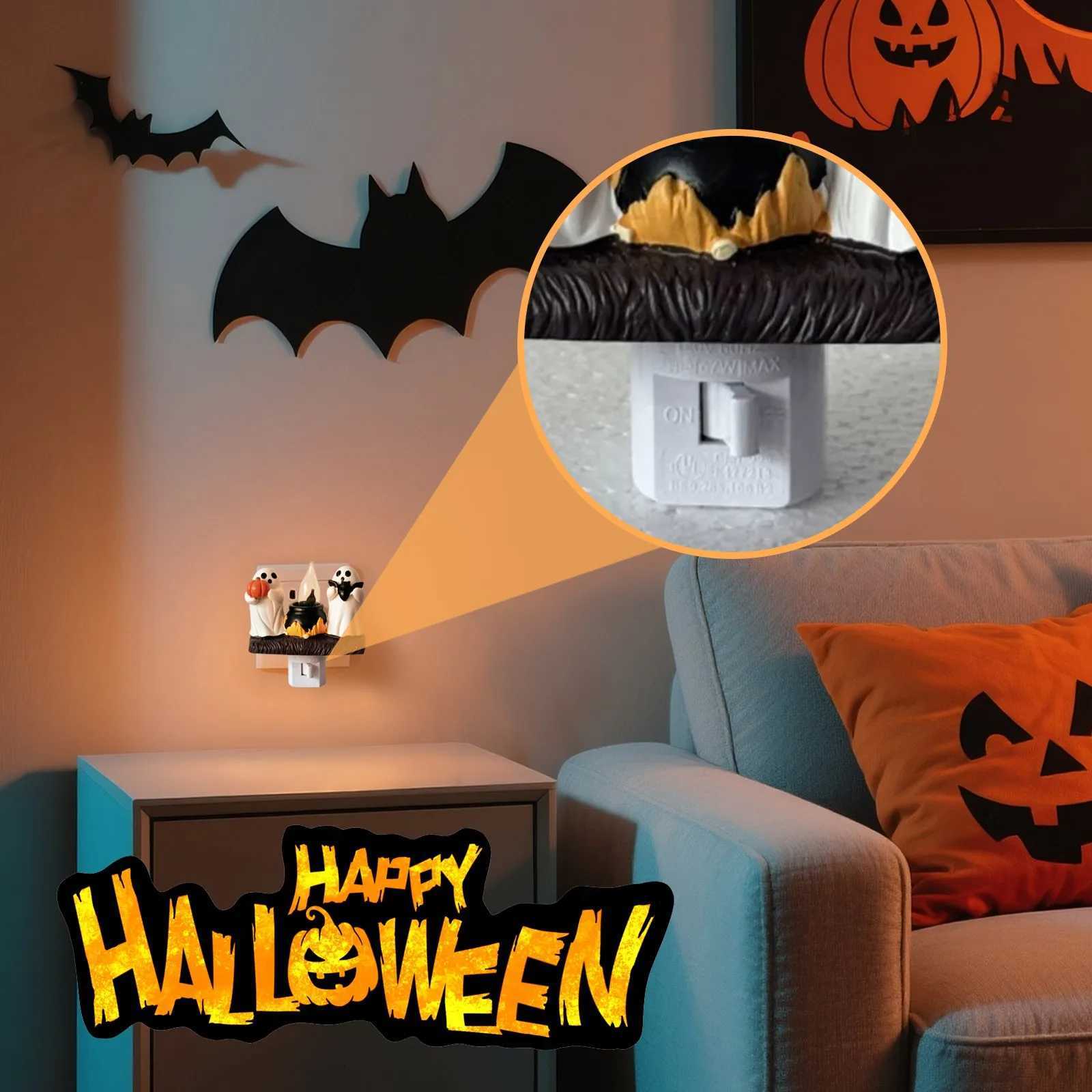 Halloween Night Light Ghost Decor Plug-in Wall Lamp Spooky Room Decorations Kids Bedside Light Holiday Party Accessory XJ250804