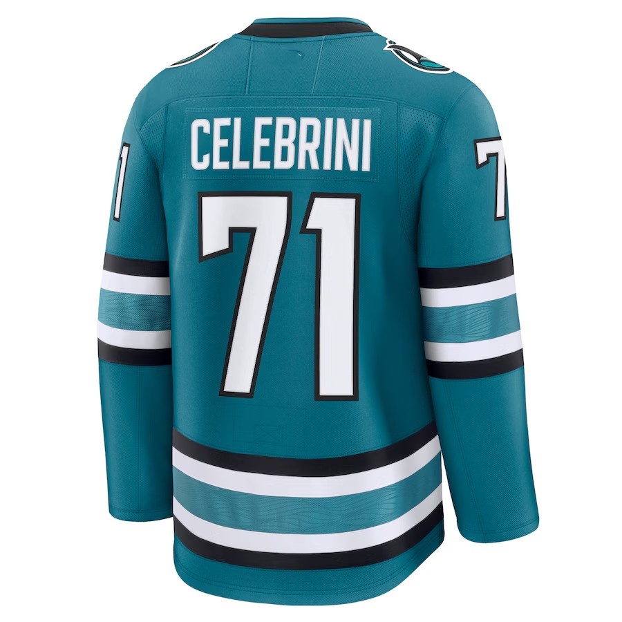 Misa 77 Macklin Celebrini 71 Couture 39 Eklund 72 Hockey Jerseys Teal And Black S-XXXL Stitched Men Jersey Fanatic