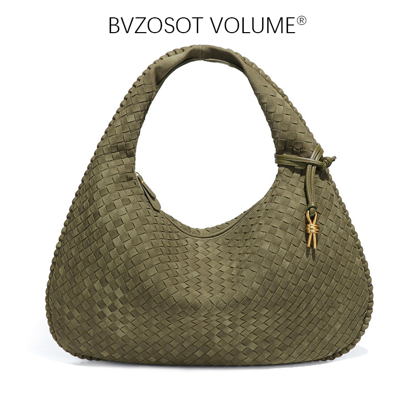 new Spring/Summer Frosted Hand - woven High - end Underarm Dumpling Bag with Large Capacity Suede Velvet Shoulder Bag