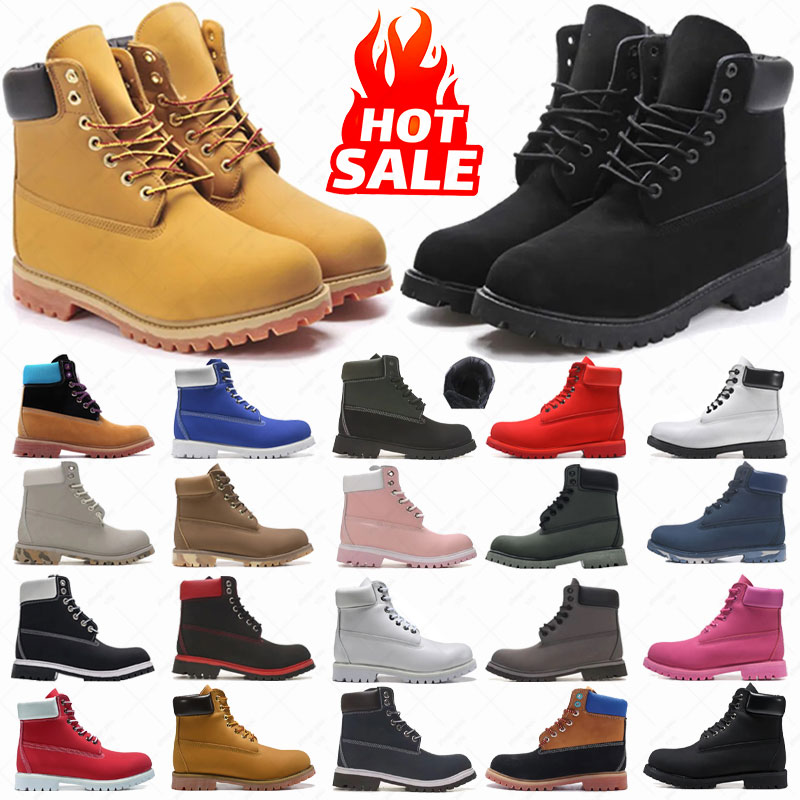 Designer tims boots winter snow martin ankle boots for men women warm booties classic bottes black white blue wheat brown tims boots men women outdoor trainers