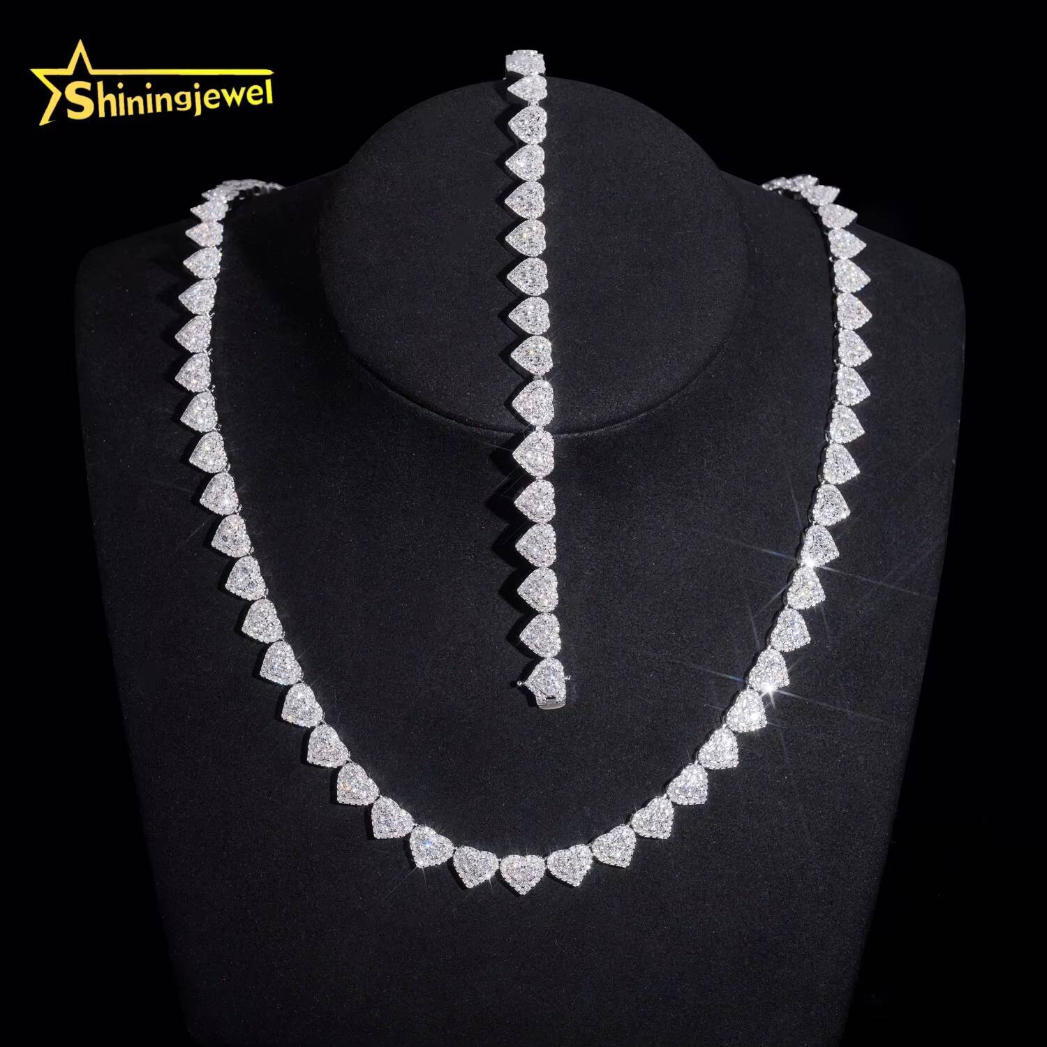 Popular 925 Silver 8mm Heart Shape Moissanite Cuban Link Chain Hip Hop Jewelry Custom Iced Out Men Cuban Necklace