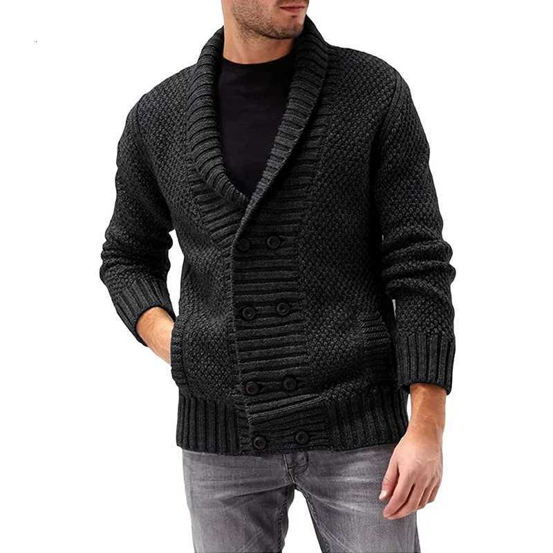 2021 New Men Sweaters Coat Sweater Cardigan Solid Color Double-breasted Long Sleeve Knitted Coat Mens Clothing XJ250805
