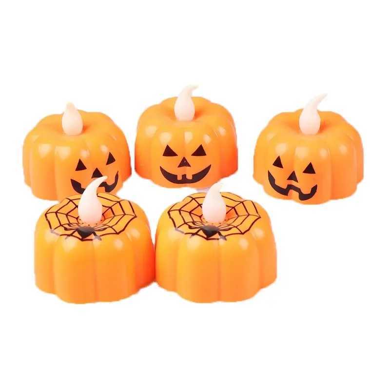 Halloween Candle Light LED Pumpkin Lantern Lamp Ornaments Pumpkin Candle Light Halloween Party Ghost Festival Props Home Decor XJ250804