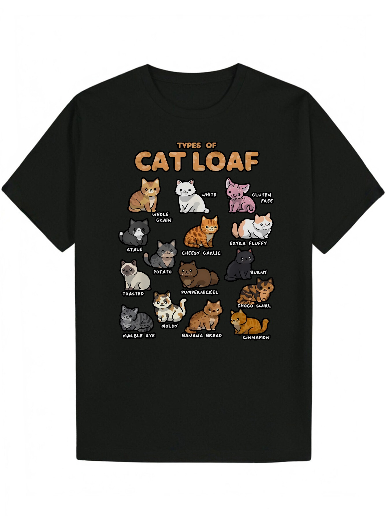 Men's Summer Neck T-Shirt with Cat Bread Pattern - Polyester, Crew Neck, Regular Fit, Casual Wear Playful Design | Lightweight Shirt 1b2ee