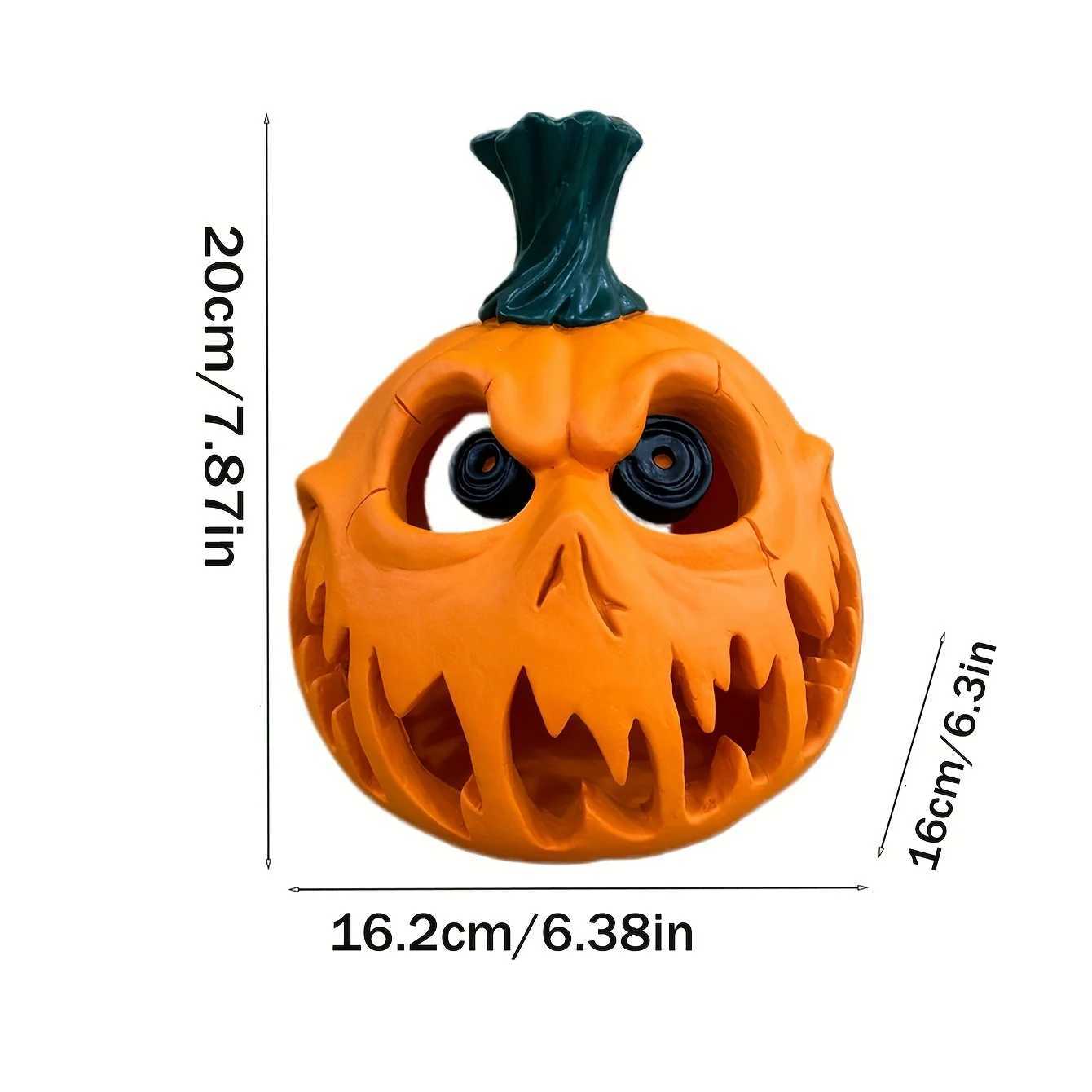 Giant Halloween Pumpkin Resin Decoration - Spooky Skull Head with Eerie Facial Features Hollow Design for Indoor and Outdoor XJ250804