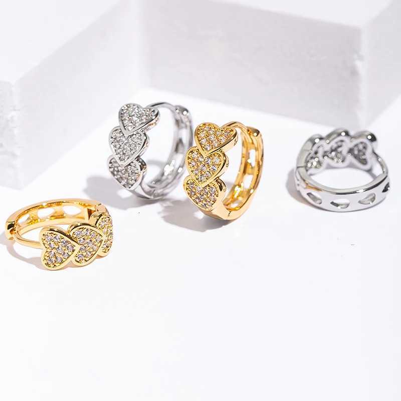 2024 Trending Stainless Steel Zircon Heart Earrings for Women Gold Color Plated Hoop Earrings Jewelry Gifts Y250804
