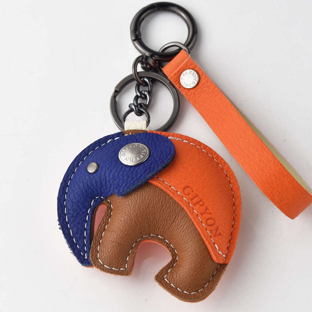 DHpet_wholesale Luxury Genuine Lambskin Leather Keychain with Elephant Charm - Premium Car Keys Holder & Phone Bag Accessory (4 Colors)