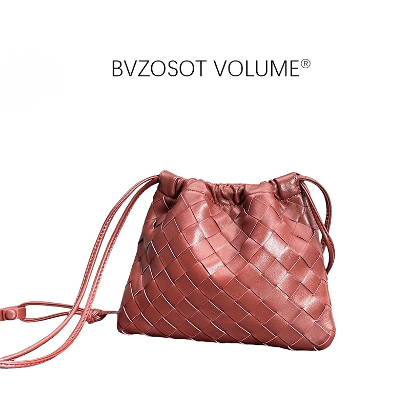 New European And American Retro Dustbag Underarm Mini Soft Cowhide Simple Shoulder Shiny Woven Women's Bag