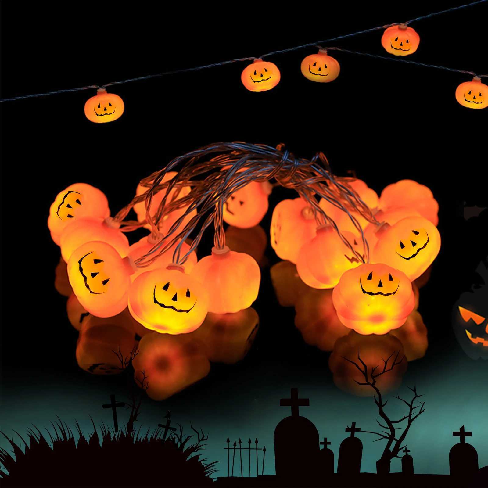 RiooCubee 20 LED Halloween Pumpkin String Lights - 3 Meters Orange Fairy Lights for Spooky DecorationXJ250804