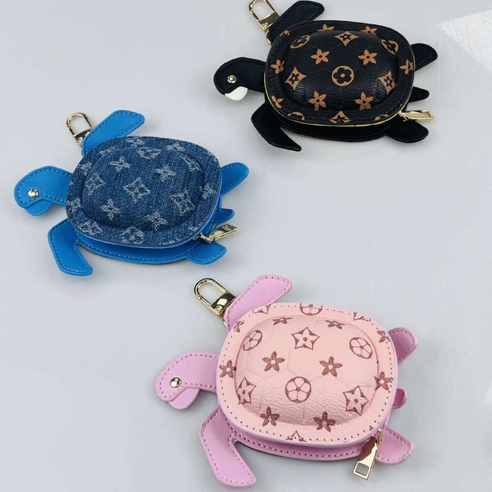 DHpet Mini Turtle Bag Charm Pendant Keychain Earphone Pouch Coin Purse for Women Cute Animal Accessory in 5 Colors Blue Yellow Pink Green Black