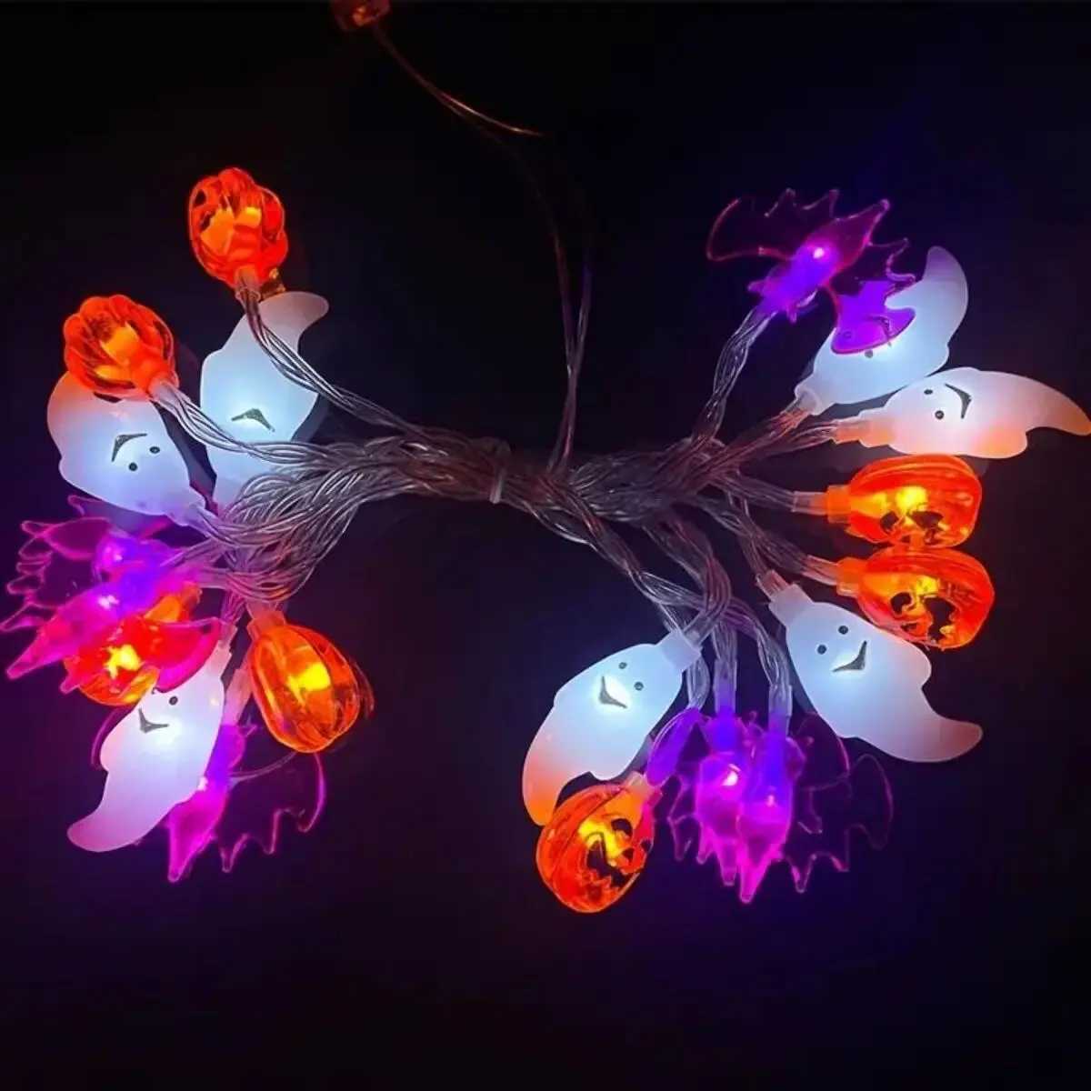 1PC LED Halloween String Lights Bat Ghost Pumpkin Festival Decorative Lights Battery Operated Lamp For Indoor Halloween Decor XJ250804