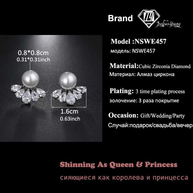Fashion Elegant Women Imitation Pearl Stud Earrings With AAA Cubic Zircon Shining Studs Ear Indian Jewelry Earrings AE457 Y250804