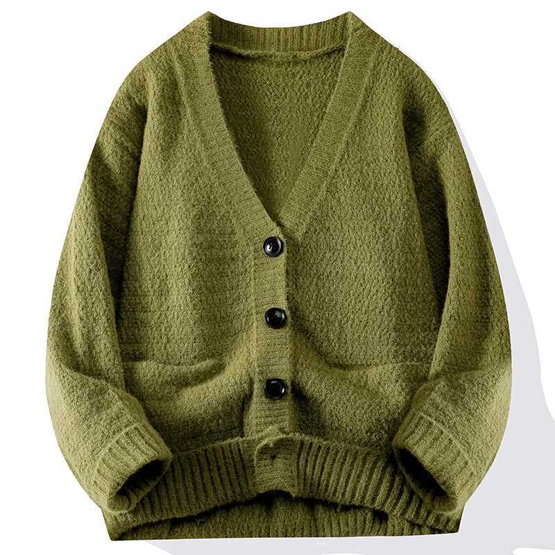 Casual Button Knit Cardigan Top Coat Streetwear Sweatshirt V Neck Pullover Fashion Jacket Knitwear Men Long Sleeve Shirt Sweater XJ250805