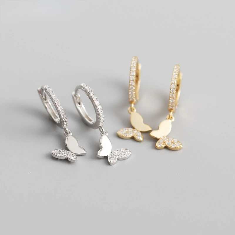 925 Sterling Silver Butterfly Hoop Earrings for Women Shiny CZ Gold Silver Jewelry Gifts Y250804