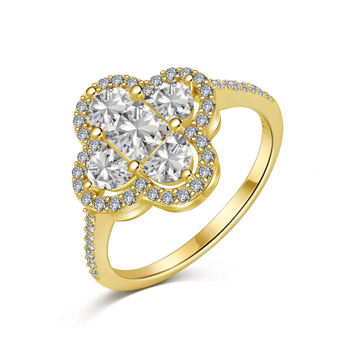 Niche INS Ring for Women with Zircon Inlay, Light Luxury, High-End Feel, Personalized Four-Leaf Clover Design R8440