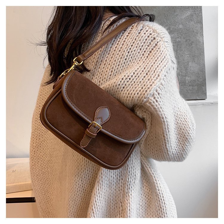 Free shipping designer Suede Small Square Bag New Autumn Winter Melad Color Matching Nubuck Leather Bag Magnetic Buckle Shoulder Bag Crossbody Bag
