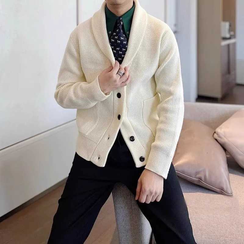 Fashion Autumn Winter Mens Long-sleeved Sweater Cardigan Pockets Turtleneck Solid Color Sweater Mens Clothing Pullovers for Men XJ250805