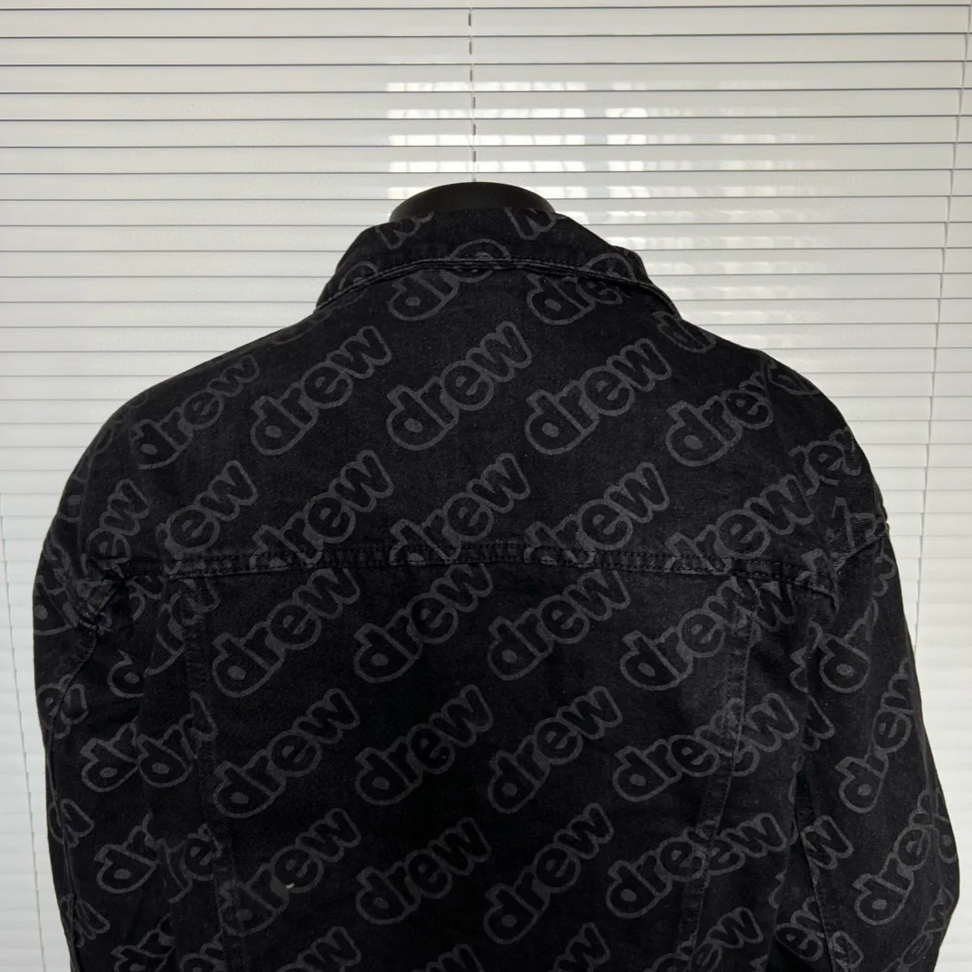 Drew House Men's Clothing Smiling Printing logo autumn and winter designer niche American retro print loose denim jacket