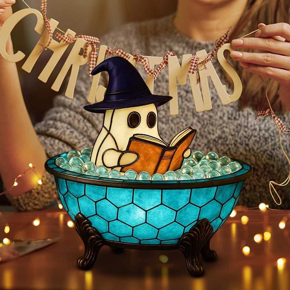 Ghost Bubble Bath Lamp Color-Changing Halloween Ghost Night Light Cute LED Lamp for Halloween Party Decorations Lamp Gifts XJ250804