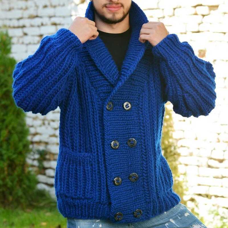 New British Retro Men Cardigan Jackets Luxury Textured Knitted Double-Breasted Long Sleeve Sweater Coats Casual Premium Knitwear XJ250805