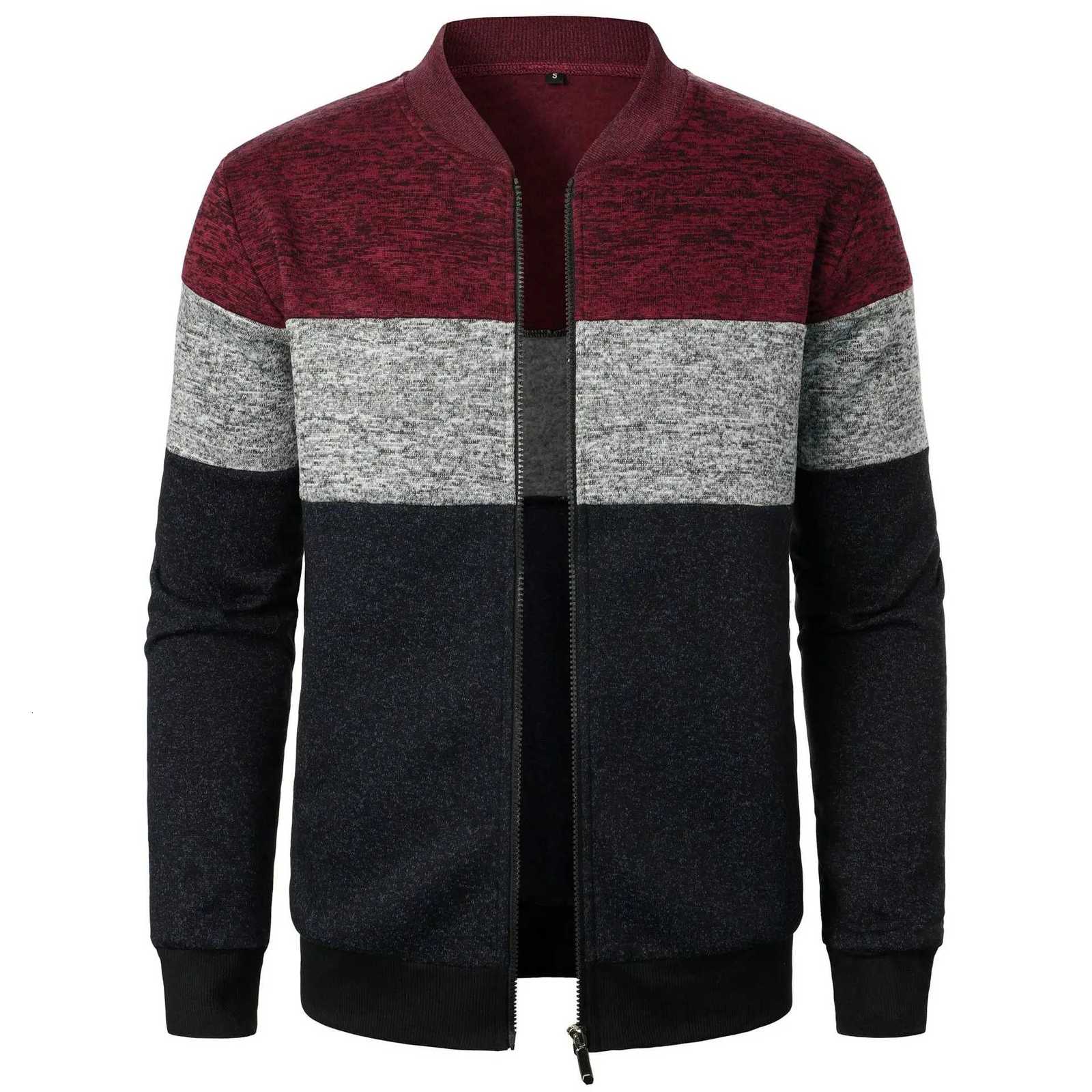 Autumn Winter Men Casual Patchwork Zip Up Long Sleeve Knitted Cardigan Sweater Coats BSD-ZW138 XJ250805
