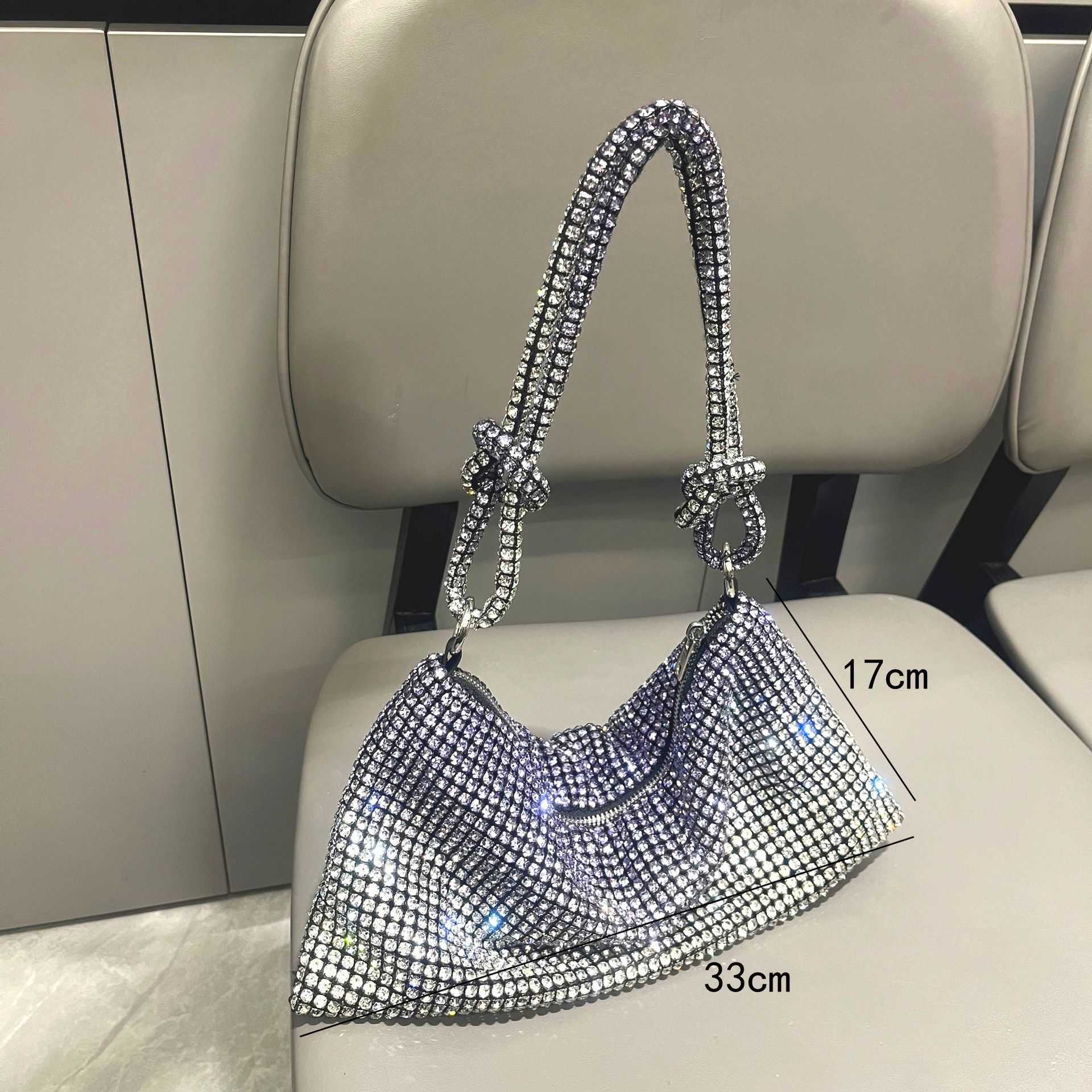 luxury bag designer bags Women's bag, shiny rhinestone underarm bag, gradually changing color, single shoulder bag, dinner bag, handmade handbag